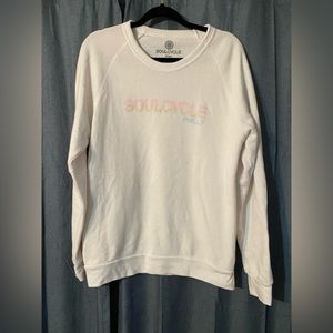 soulcycle White Crew Sweatshirt with Pastel Rainbow Logo